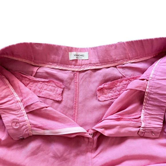 Via Bovio Wide Leg Linen Blend Pink Pants High Rise Vacation Travel Italy Sz XL - Picture 6 of 15